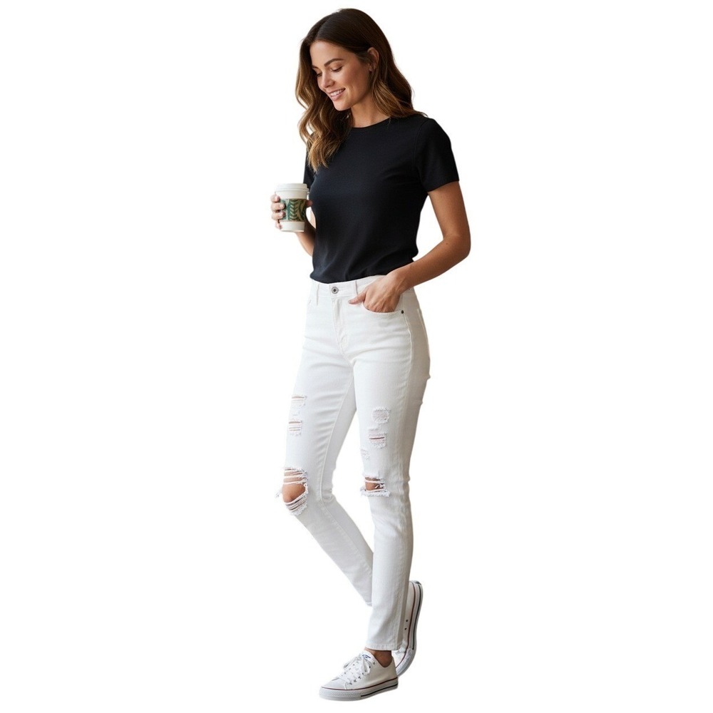 FRAME NWOT Le Skinny de Jeanne Blanc Distressed Jeans 26x29 USA Made $228â